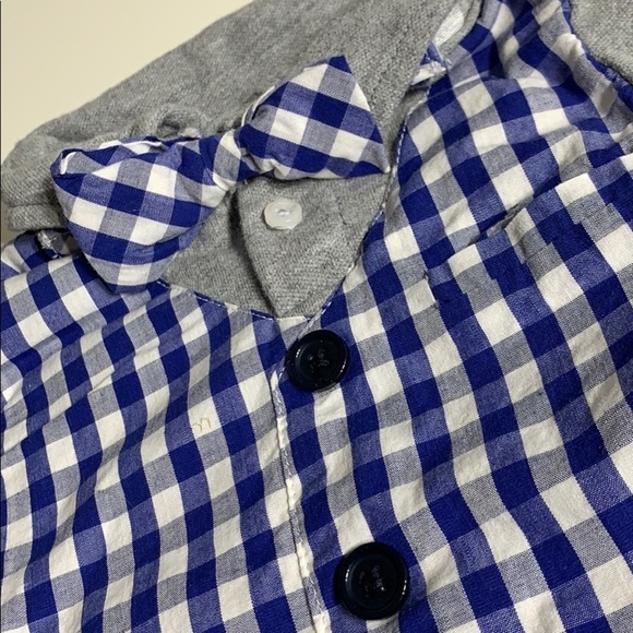 Beetle Thread Dapper Don Vest Bow Tie Plaid Onesie - Picture 4 of 5